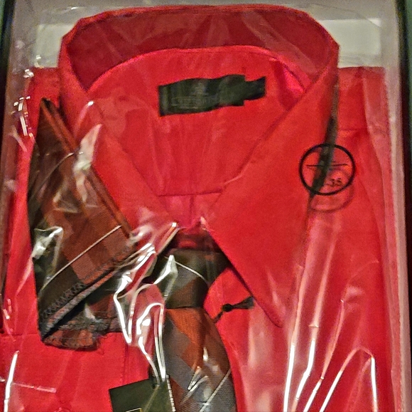 Vittorino Dress Shirt with Tie and pocket chief size XL 34-35  Brandnew in Box - Picture 1 of 14